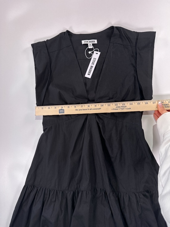 Steve Madden Women Cotton Tiered Mini Dress Black Twist Front Size M - Picture 15 of 15